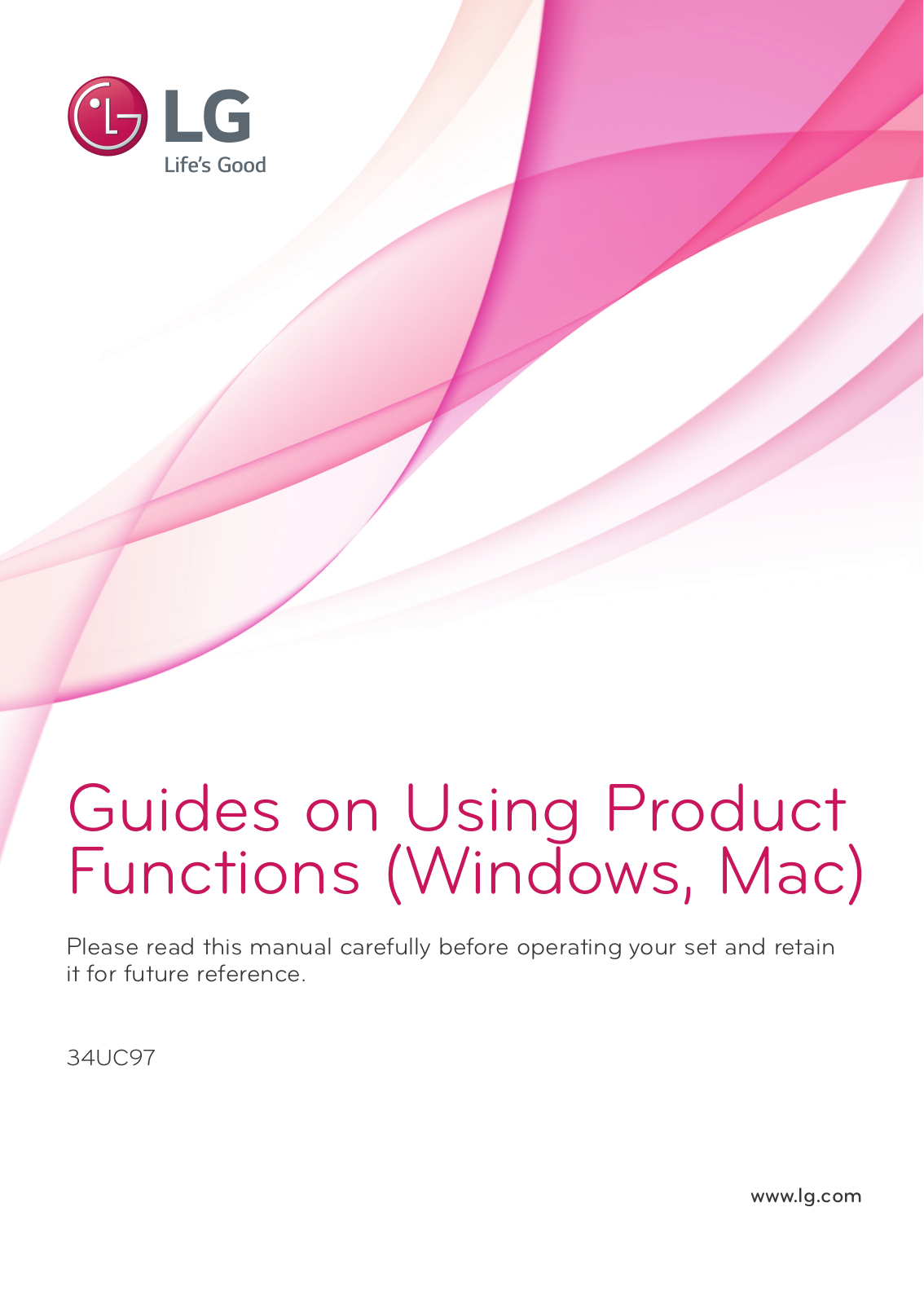 LG 34UC97-S Instructions for quick setup