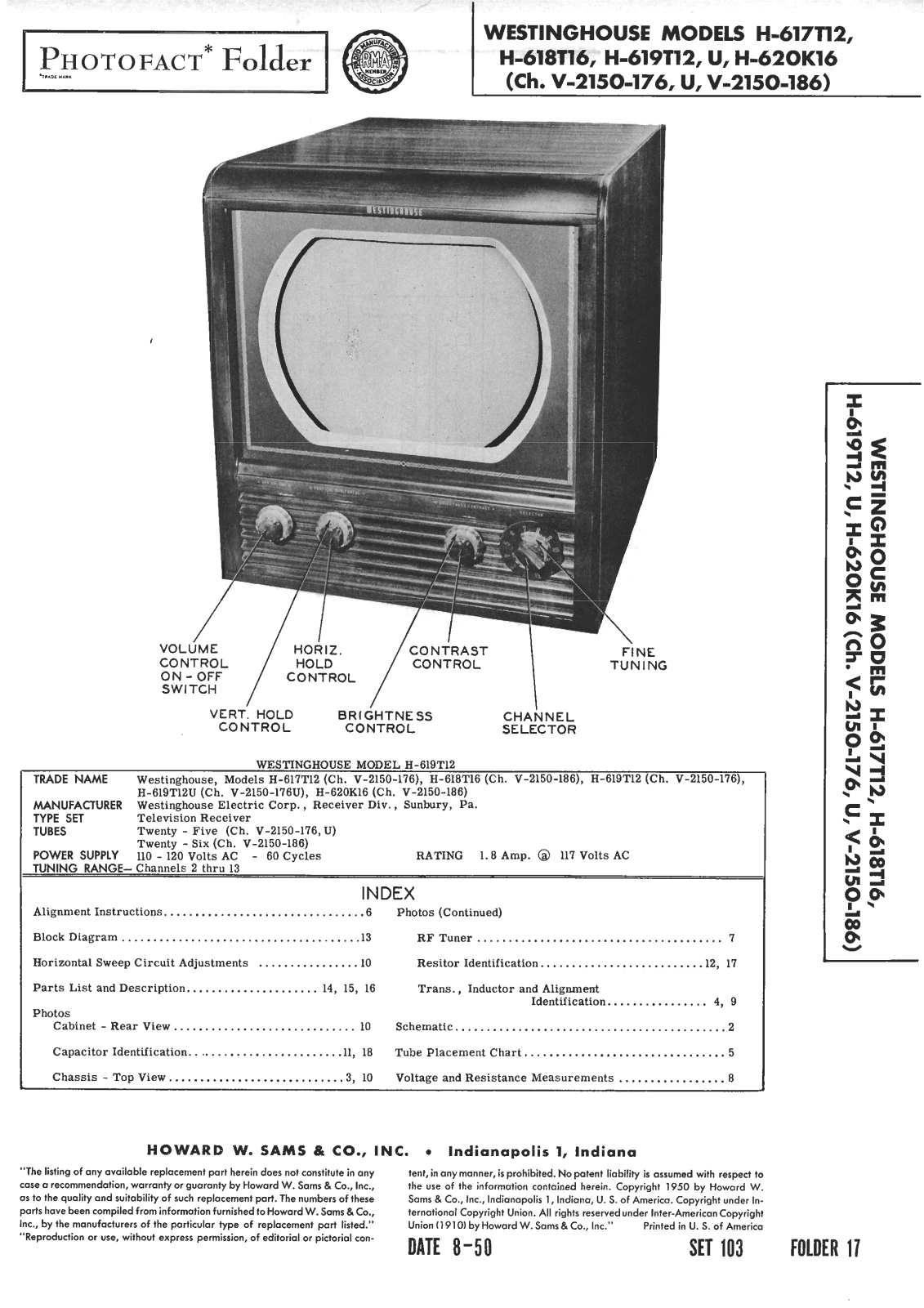 Westinghouse h619t12, h618t16, h620k16 schematic