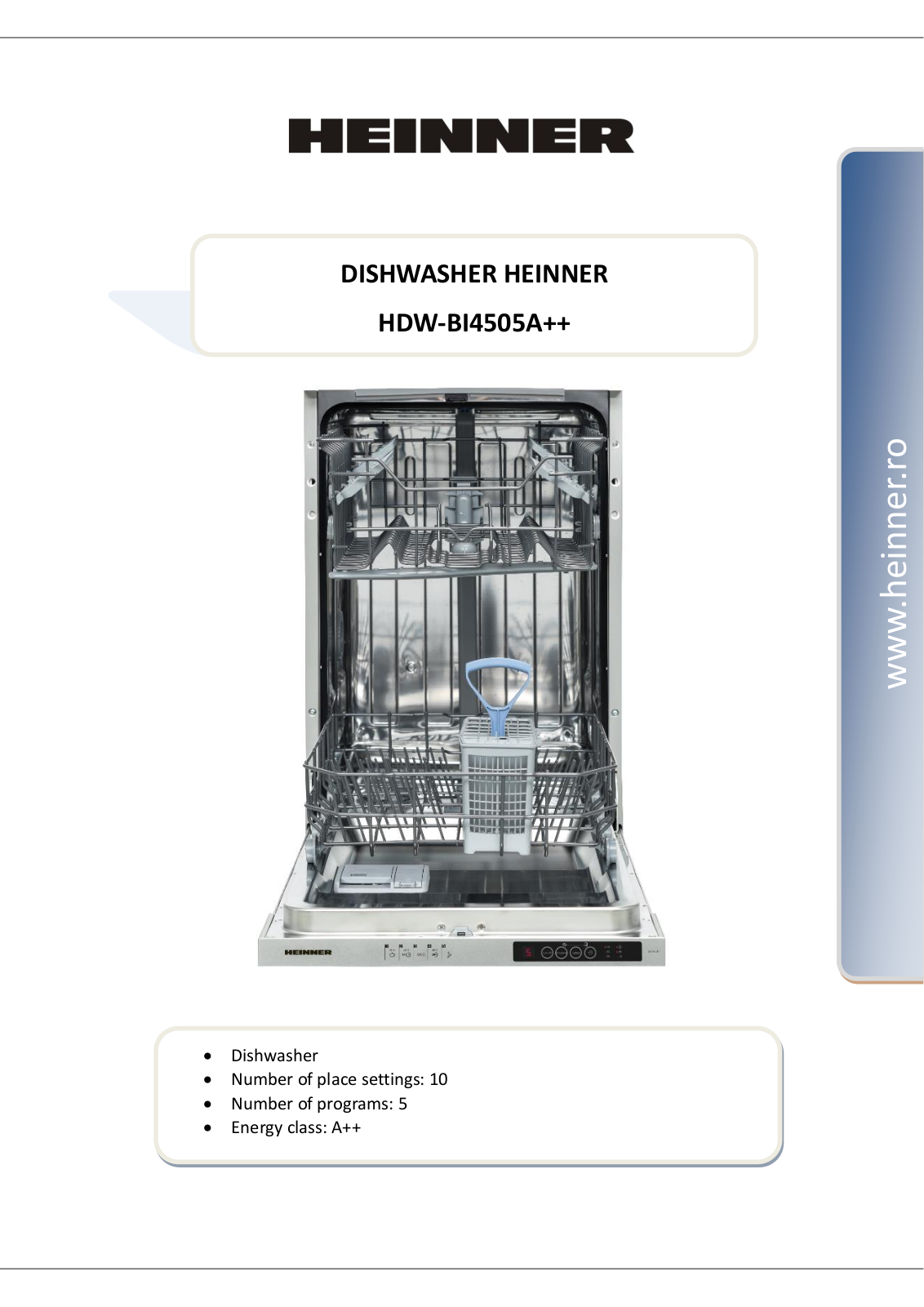 Heinner HDW-BI4505A++ User guide - ManualMachine.com