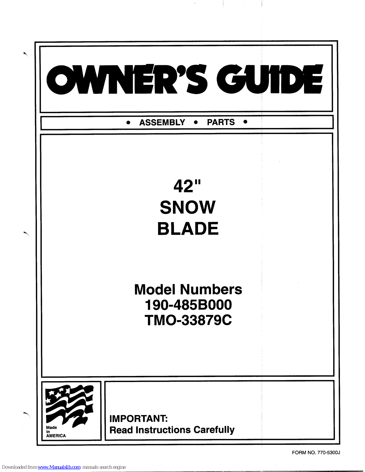 MTD TMO-33879C, 190-485B000 Owner's Manual