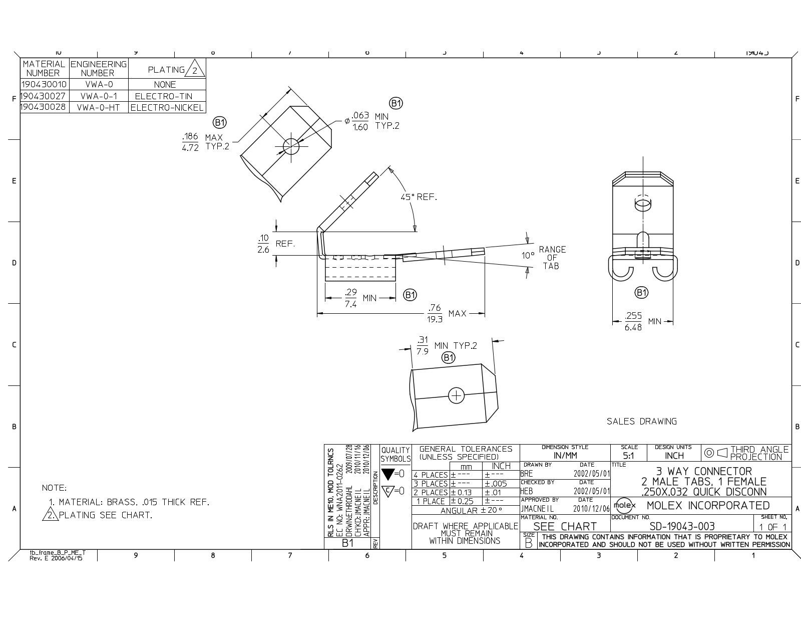 ETC-Molex 190430010, 190430027, 190430028 Dimensional Sheet