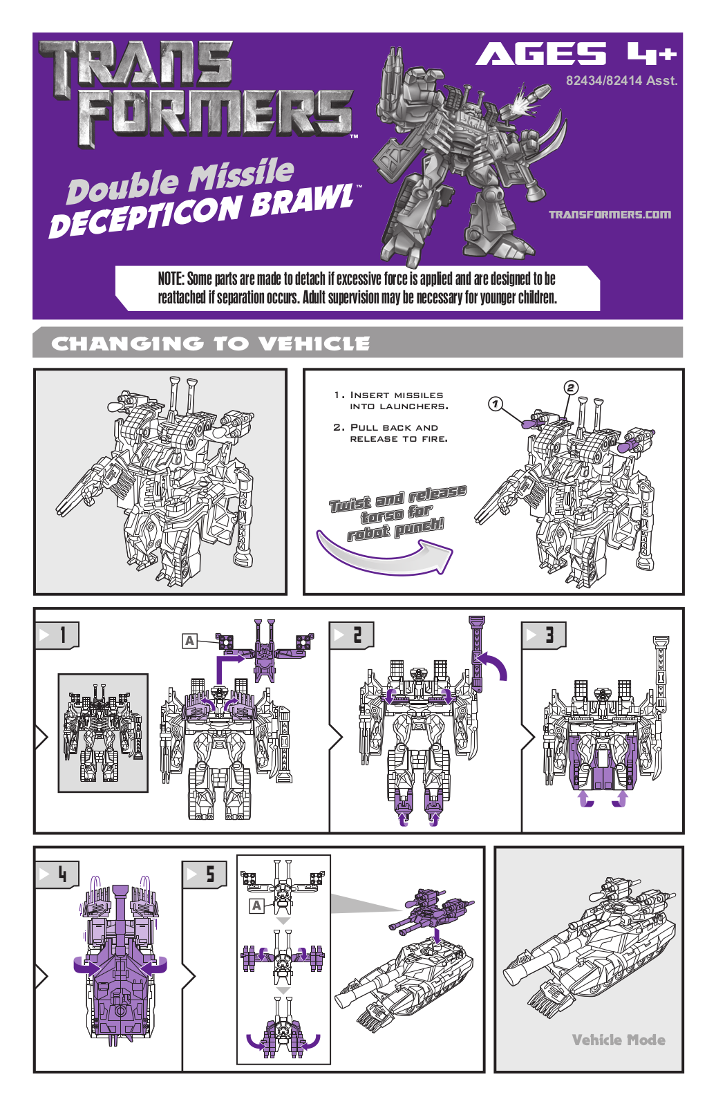 HASBRO Transformers Double Missile Decepticon Brawl User Manual