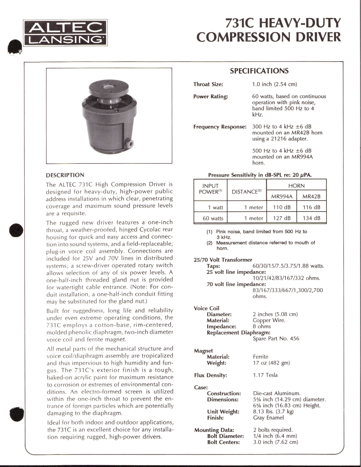 Altec lansing 731C User Manual
