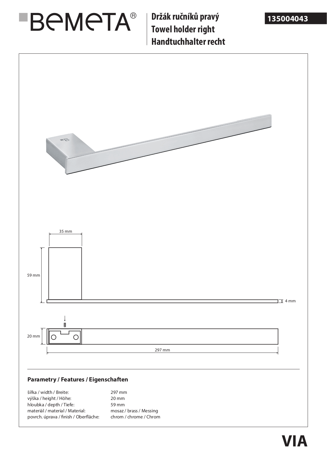 Bemeta Via 135004043 User guide