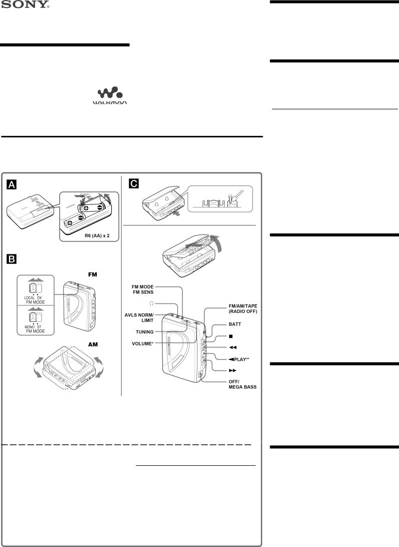 Sony WM-FX197 User Manual