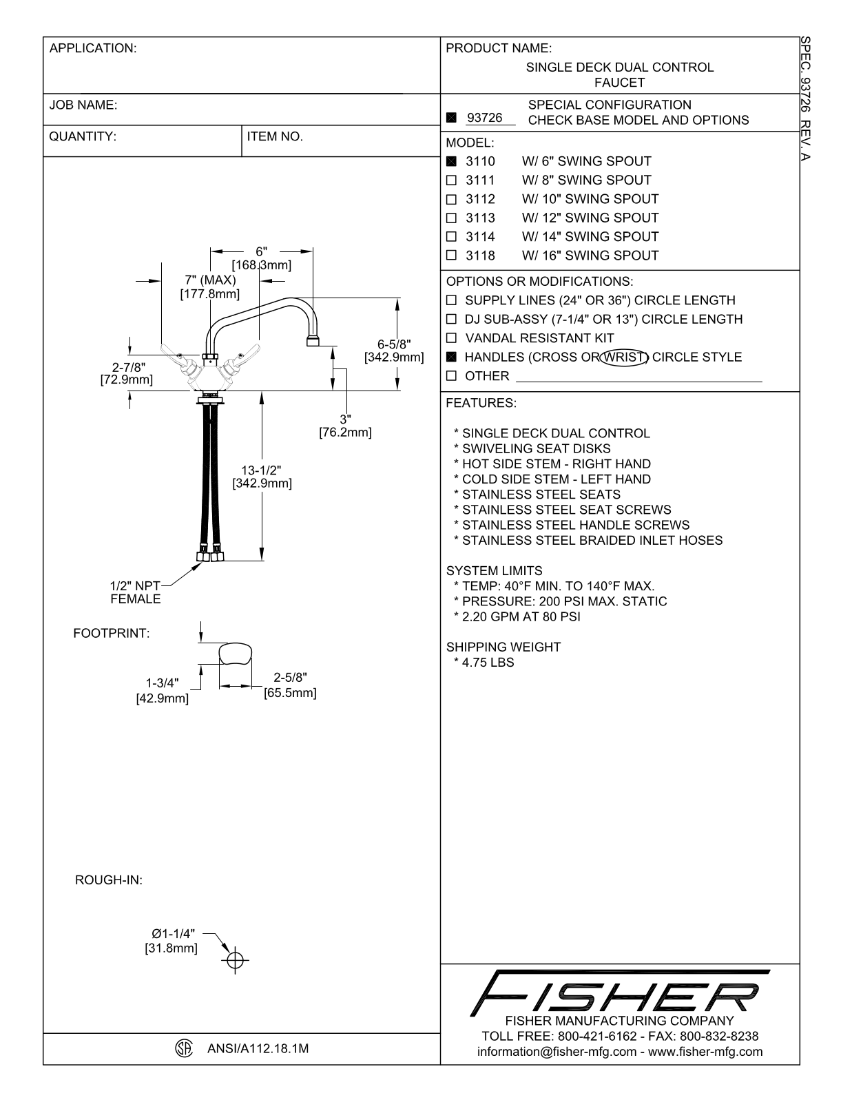 Fisher Manufacturing 3110 User Manual