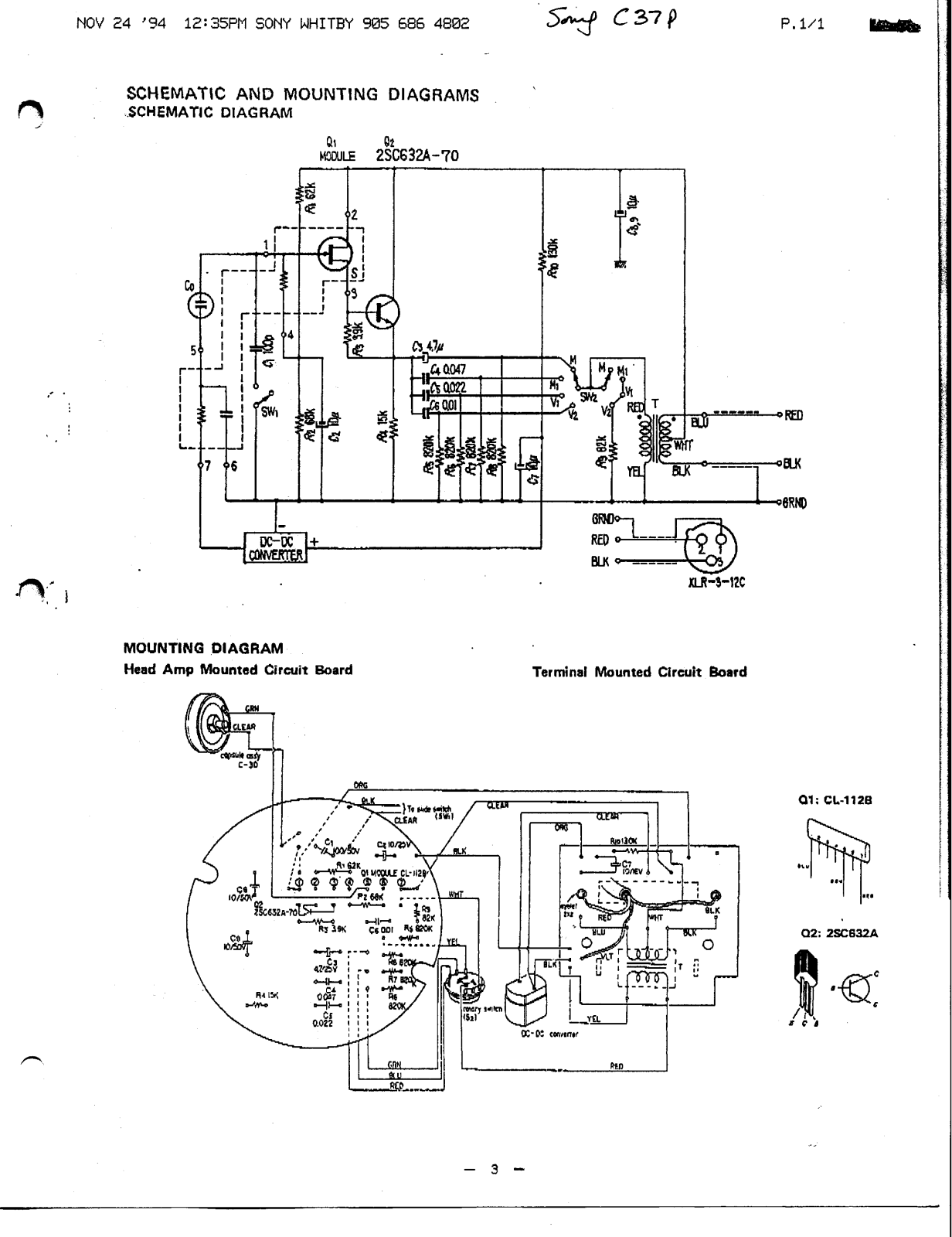 Sony c37p schematic