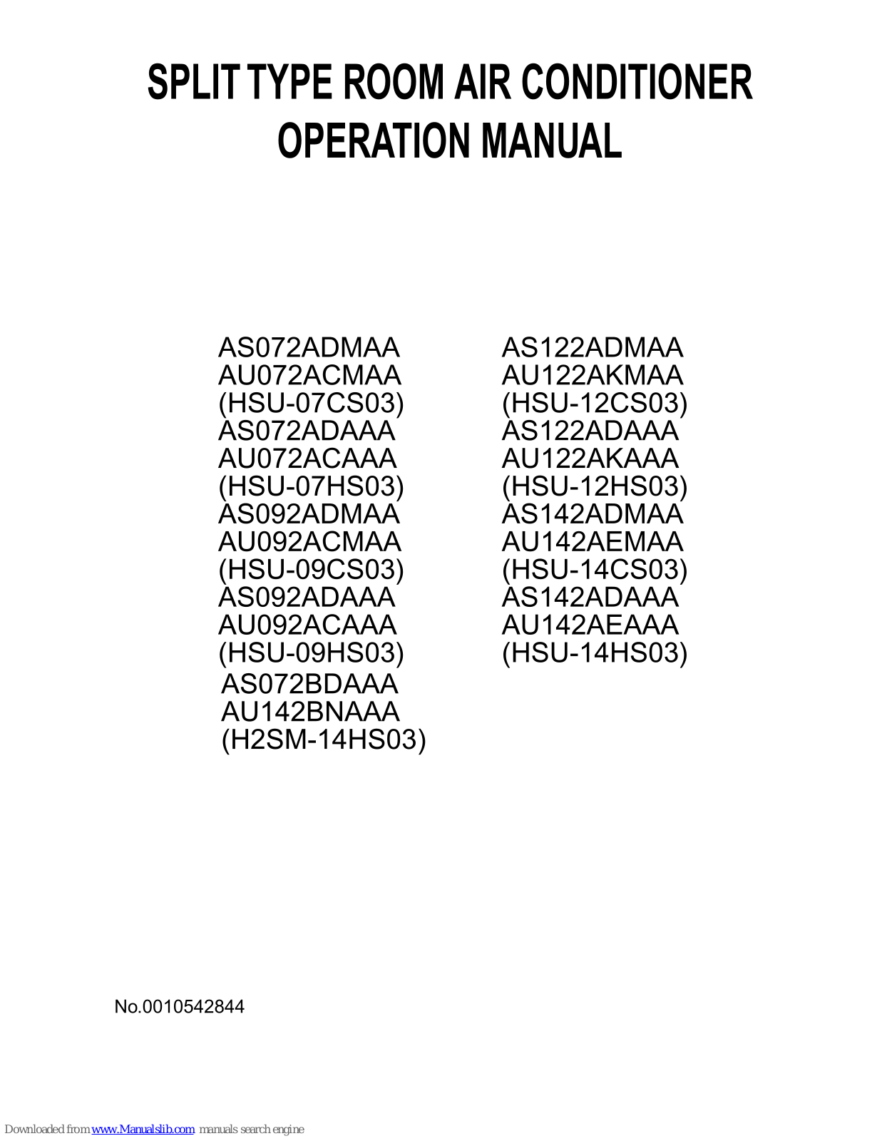 Haier AS072BDAAA, AS072ADMAA, AS122ADAAA, AS122ADMAA, AS142ADAAA Operation Manual