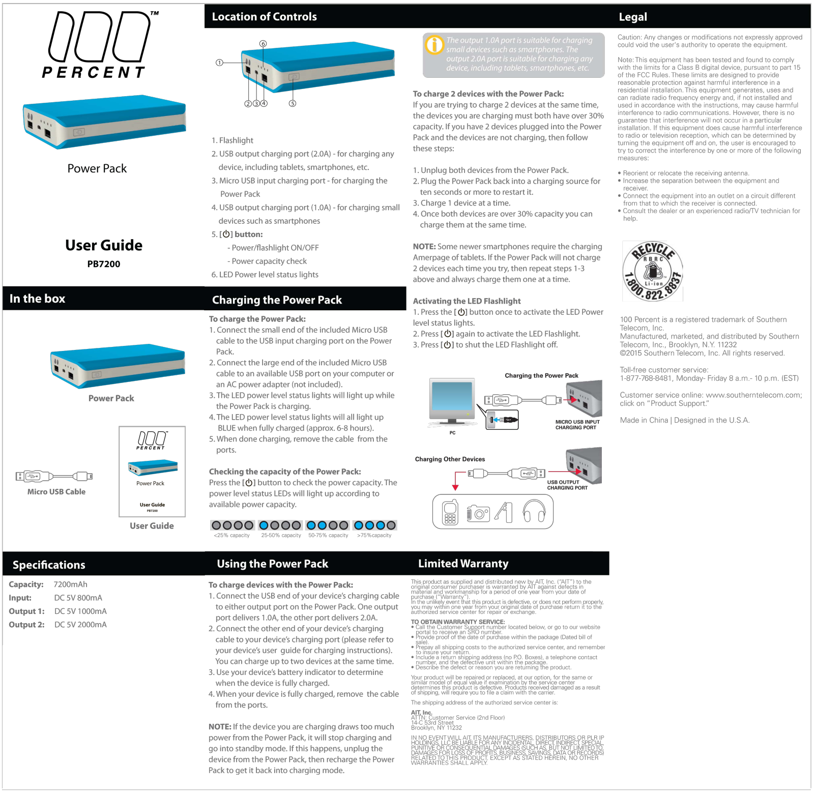 100 Percent PB7200 User Manual