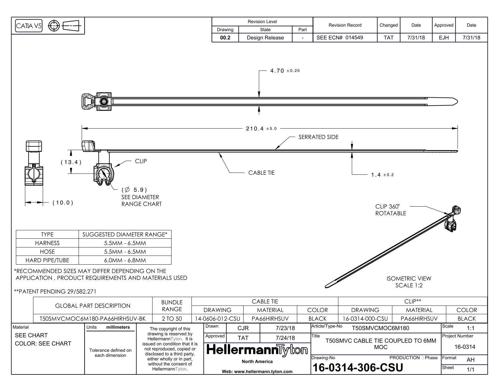 HellermannTyton T50SMVCMOC6M 180 Reference Drawing - ManualMachine.com