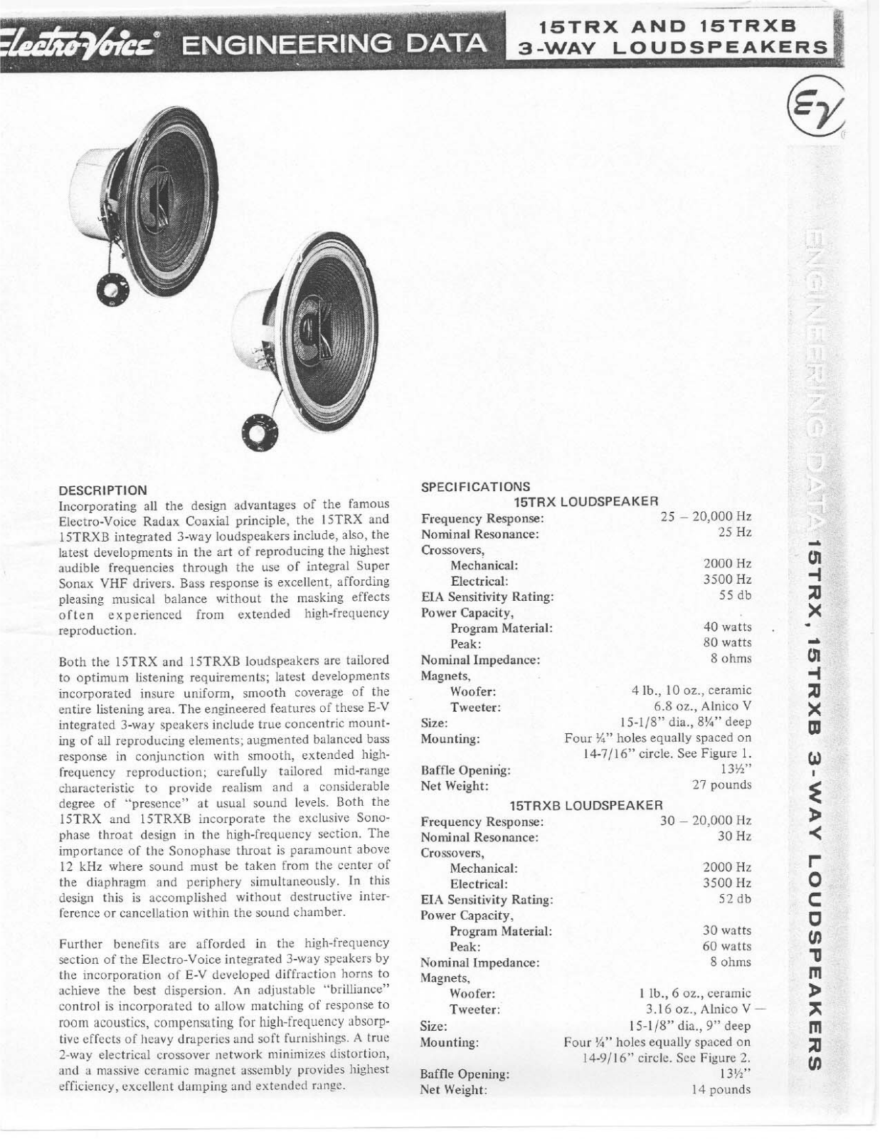 Electro-Voice 15TRXB, 15TRX User Manual