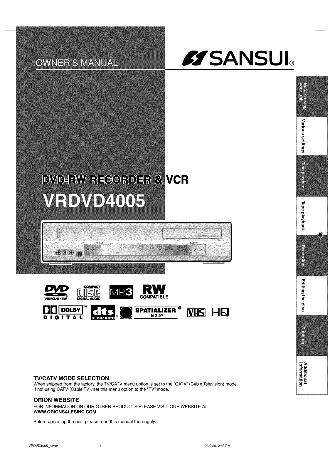 Sansui VRDVD4005 User Manual - ManualMachine.com