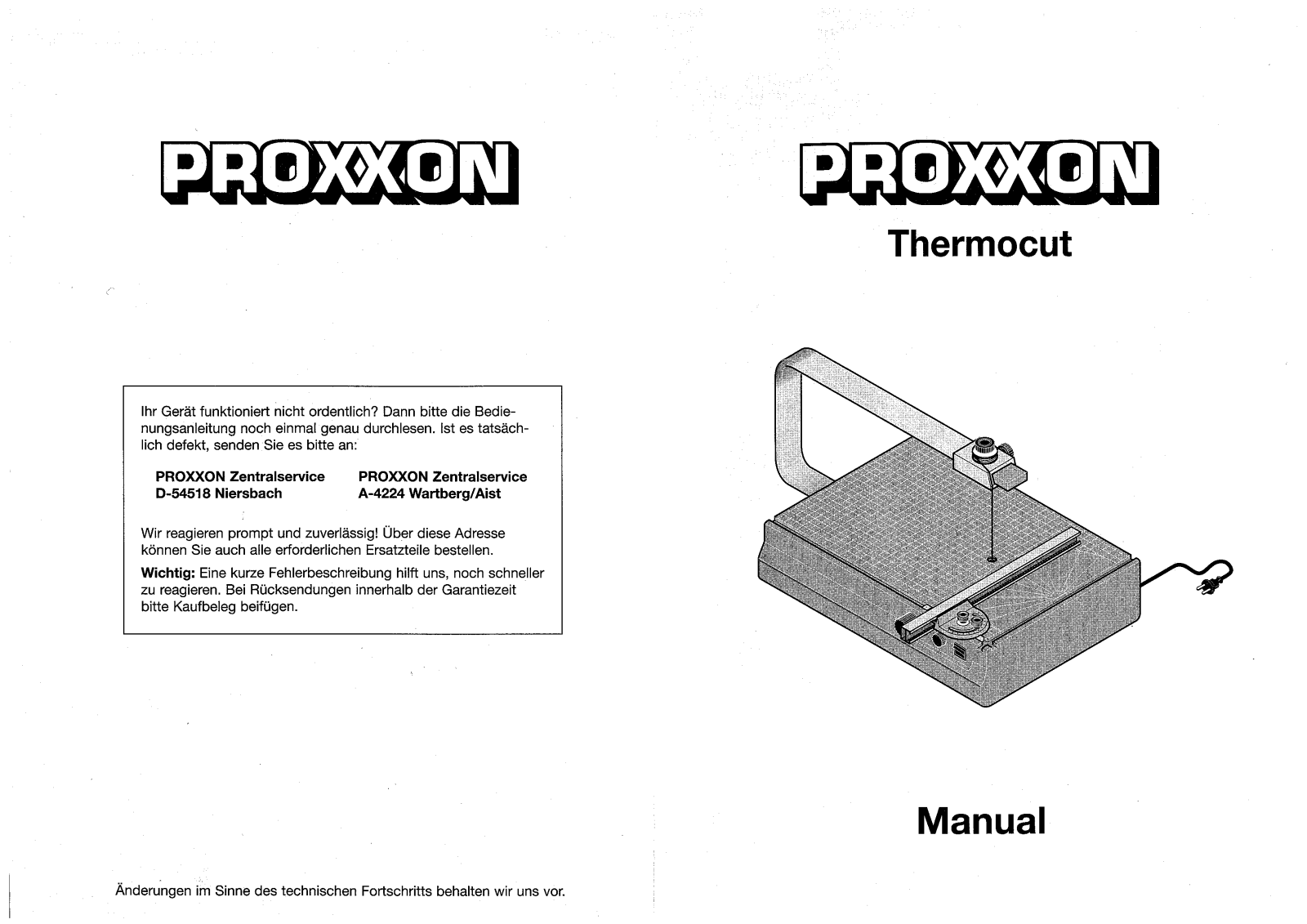 Proxxon Thermocut User guide