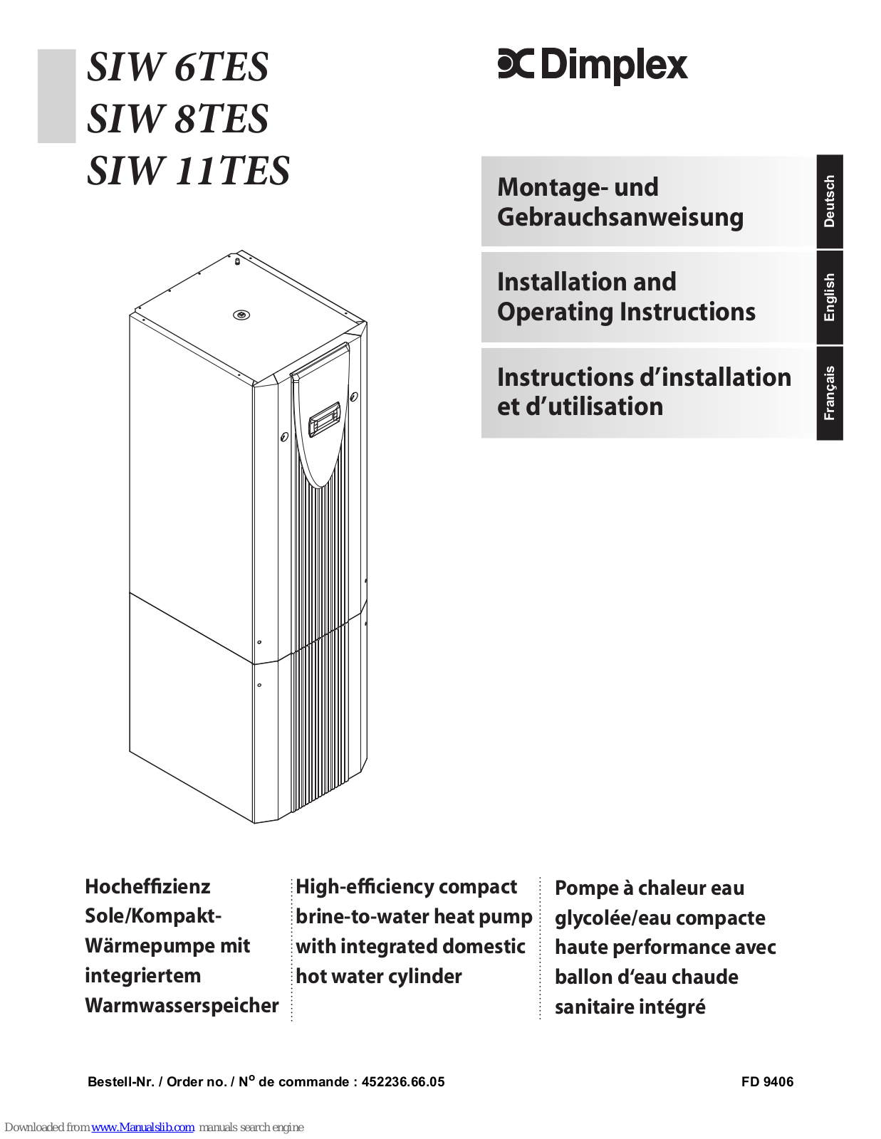 Dimplex SIW 6TES, SIW 11TES, SIW 8TES Installation And Operating Instructions Manual