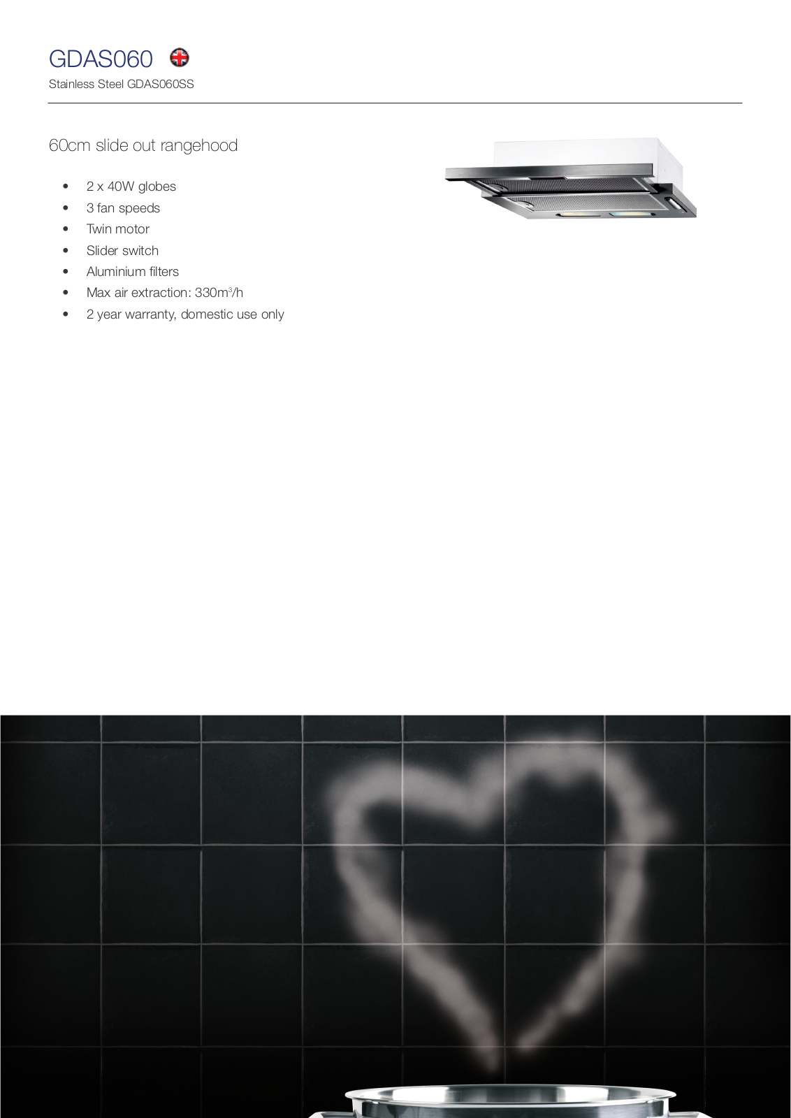 Belling GDAS060SS Specifications Sheet