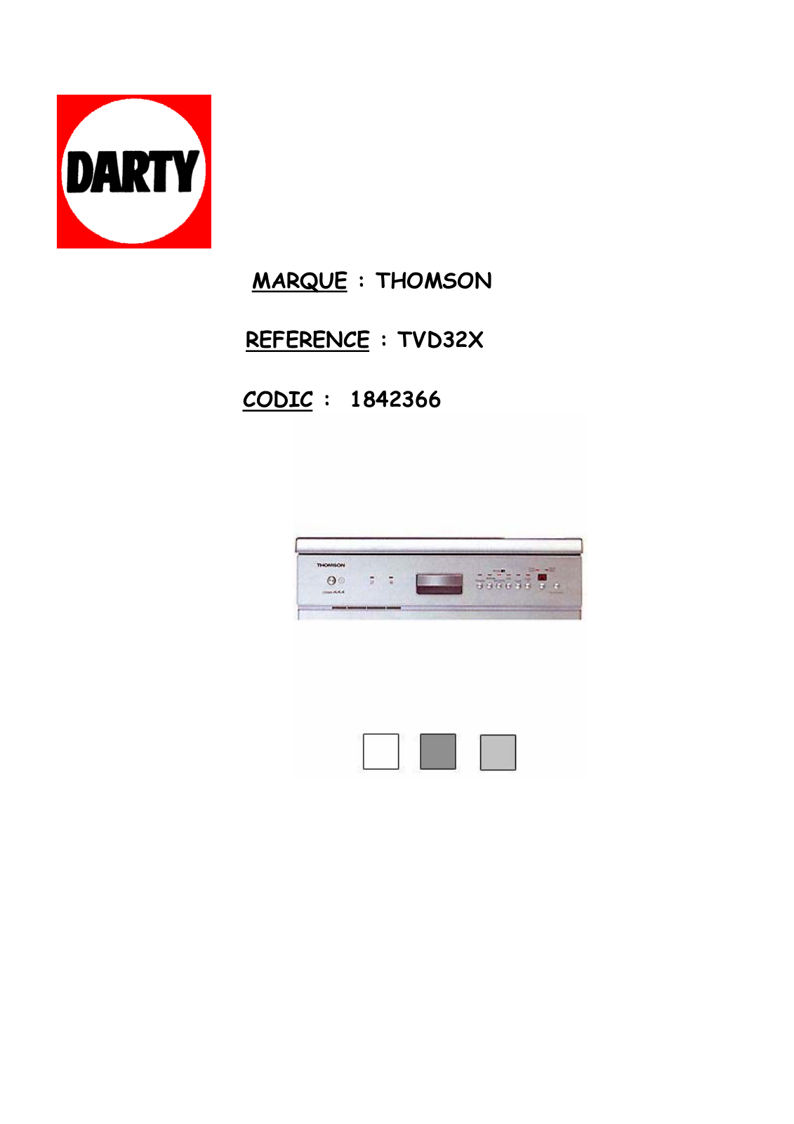 THOMSON TVD32 User Manual