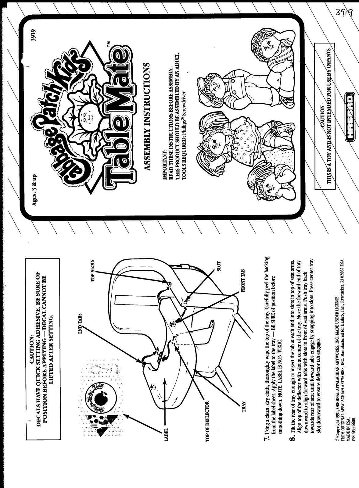 HASBRO Cabbage Patch Kids Table Mate User Manual