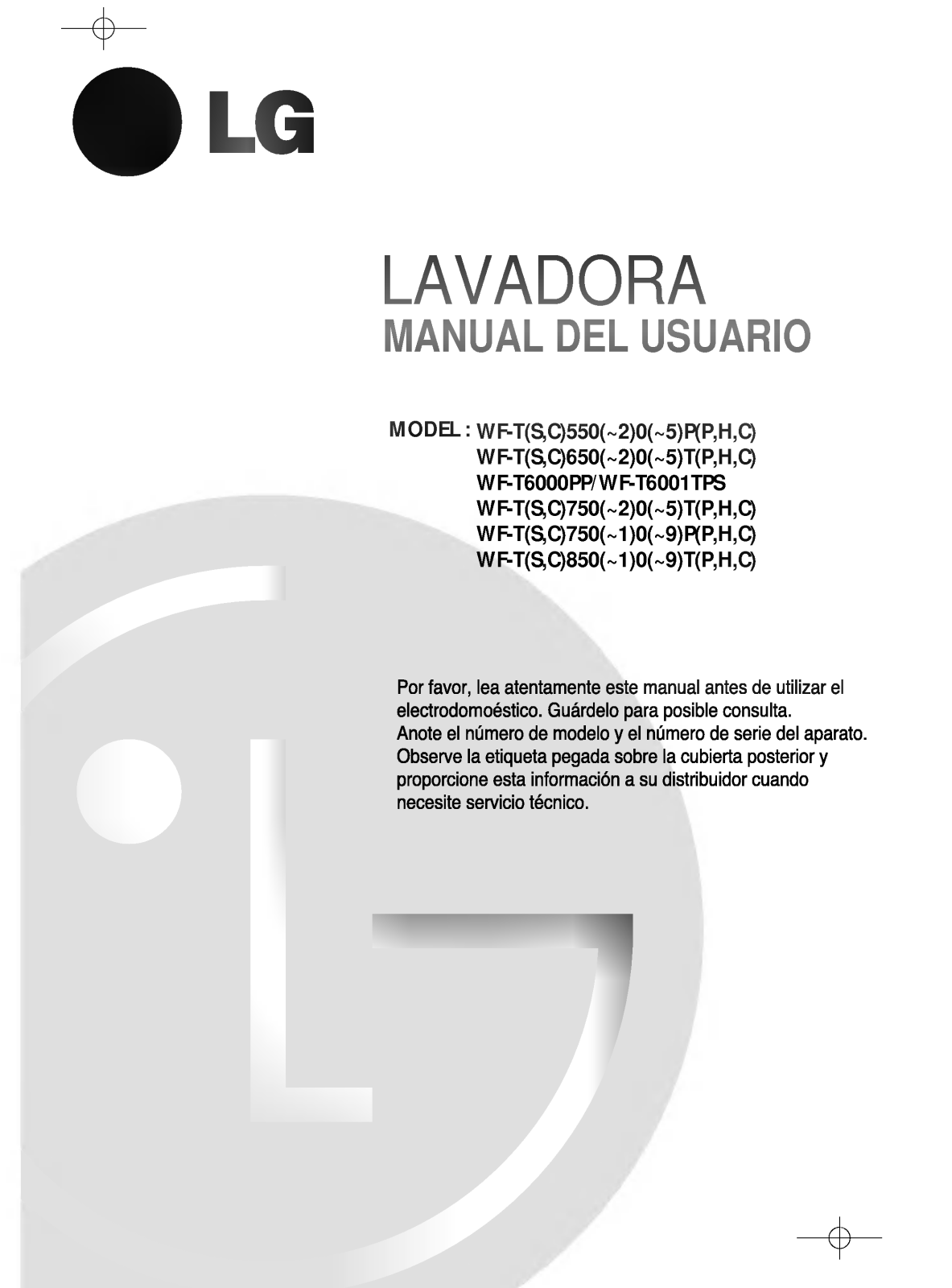 LG WF-T5500PP User Manual