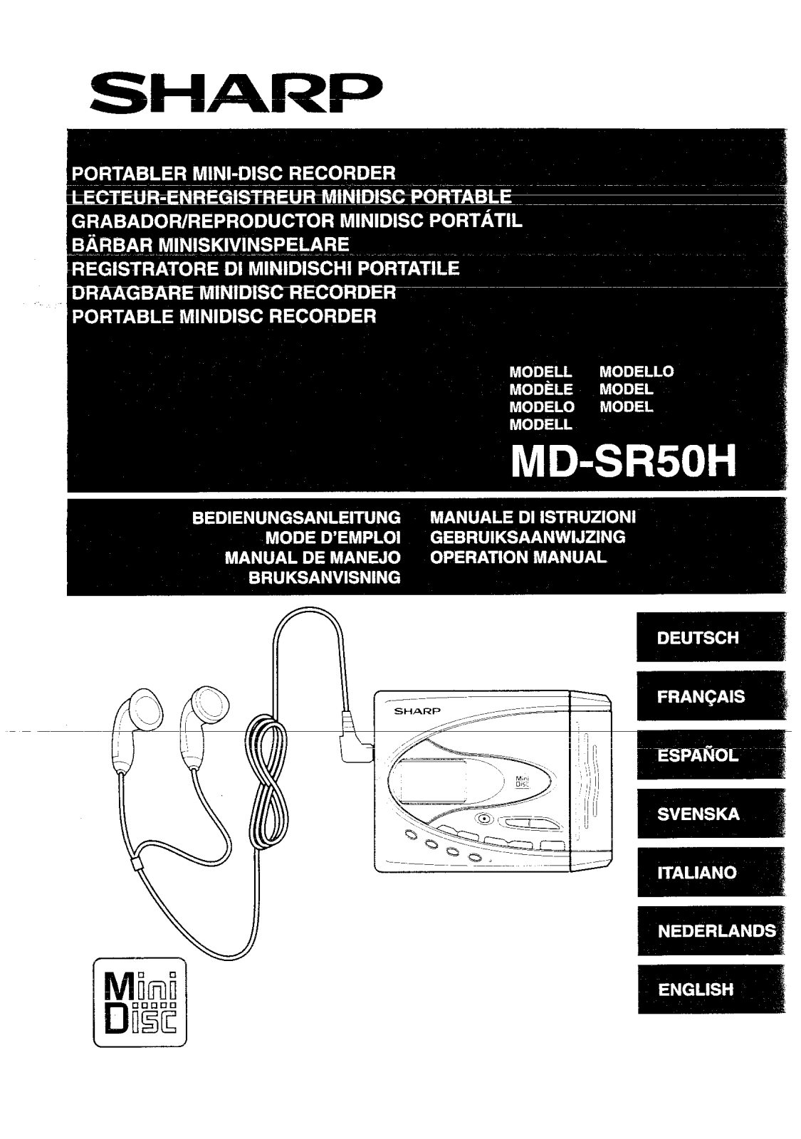 SHARP MD-SR50 User Manual