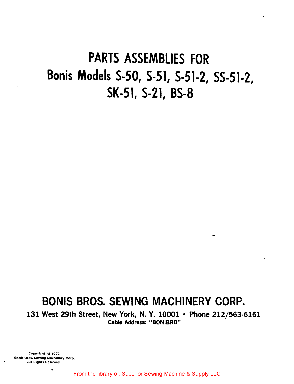 Bonis S-50, S-51, S-51-2, SS-51-2, SK-51 User Manual - ManualMachine.com