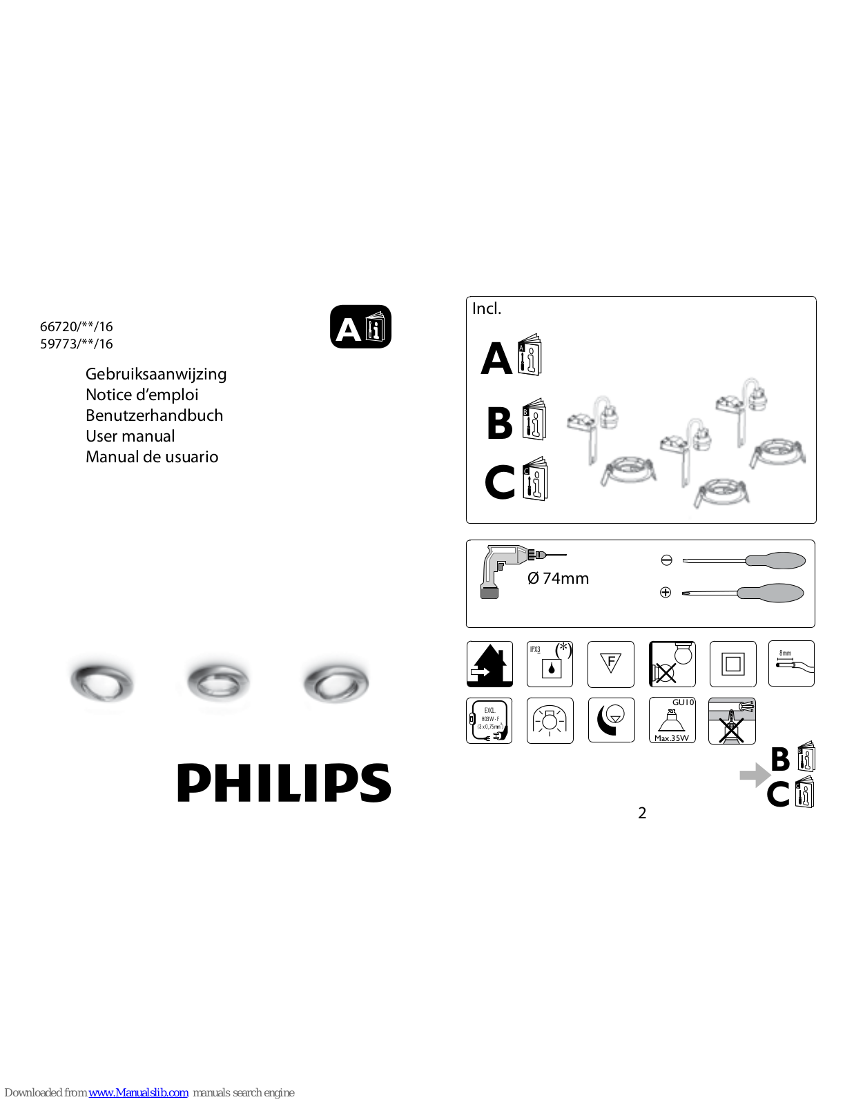 Philips 59773-06-16, 59773-17-16, 59773-11-16, 59773-31-16, 66720/**/16 User Manual