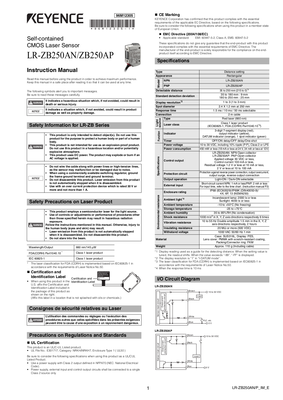 KEYENCE LR-ZB250ANAP User Manual