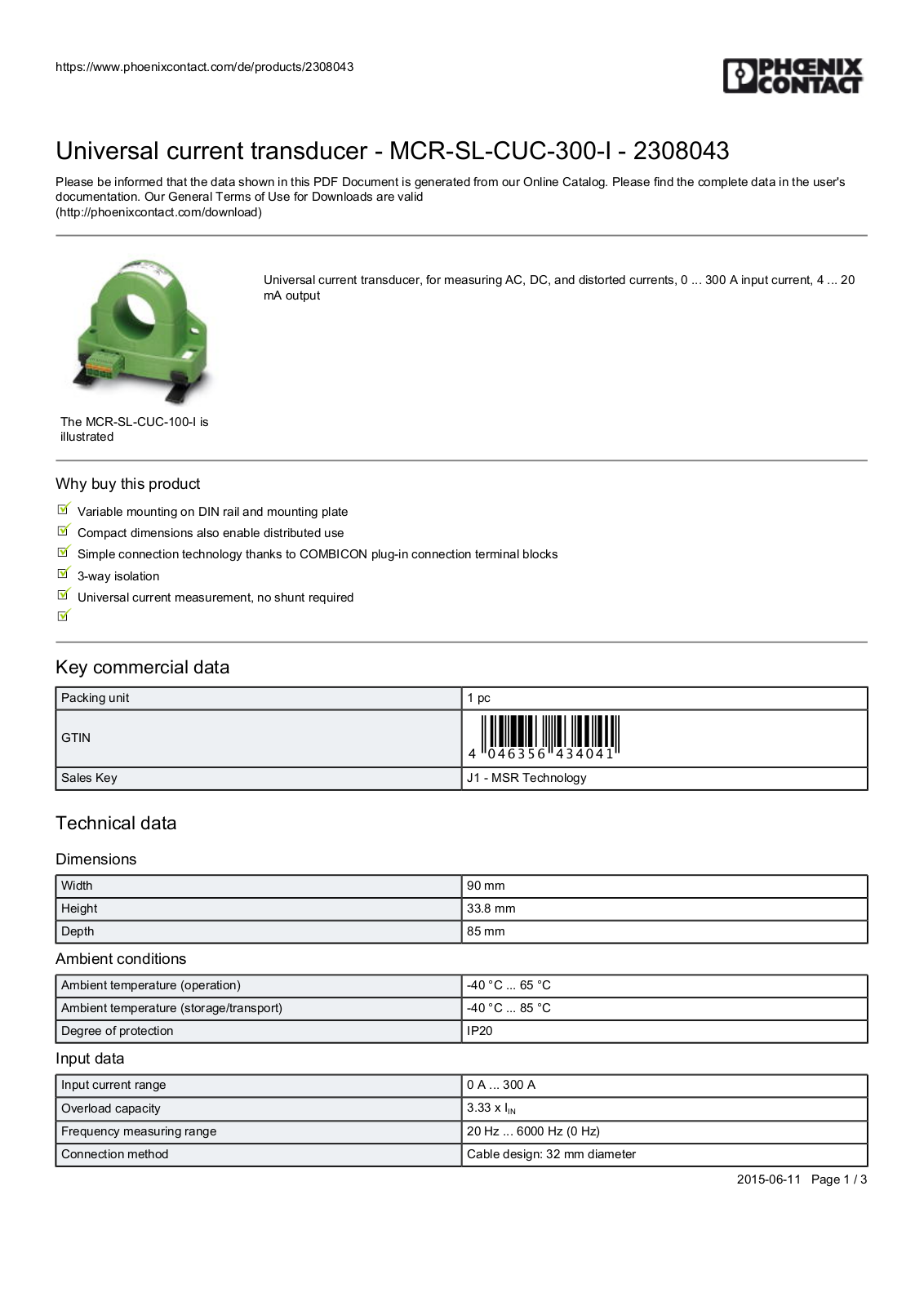 PHOENIX-CONTACT PHOE 2308043 Datasheet