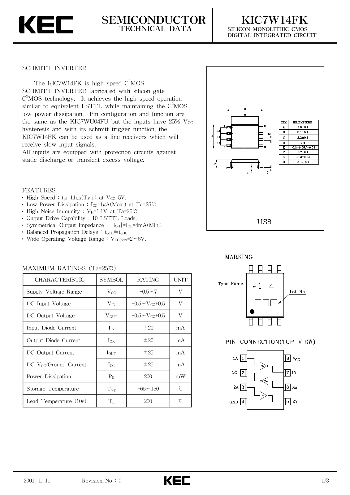 KEC KIC7W14FK Datasheet