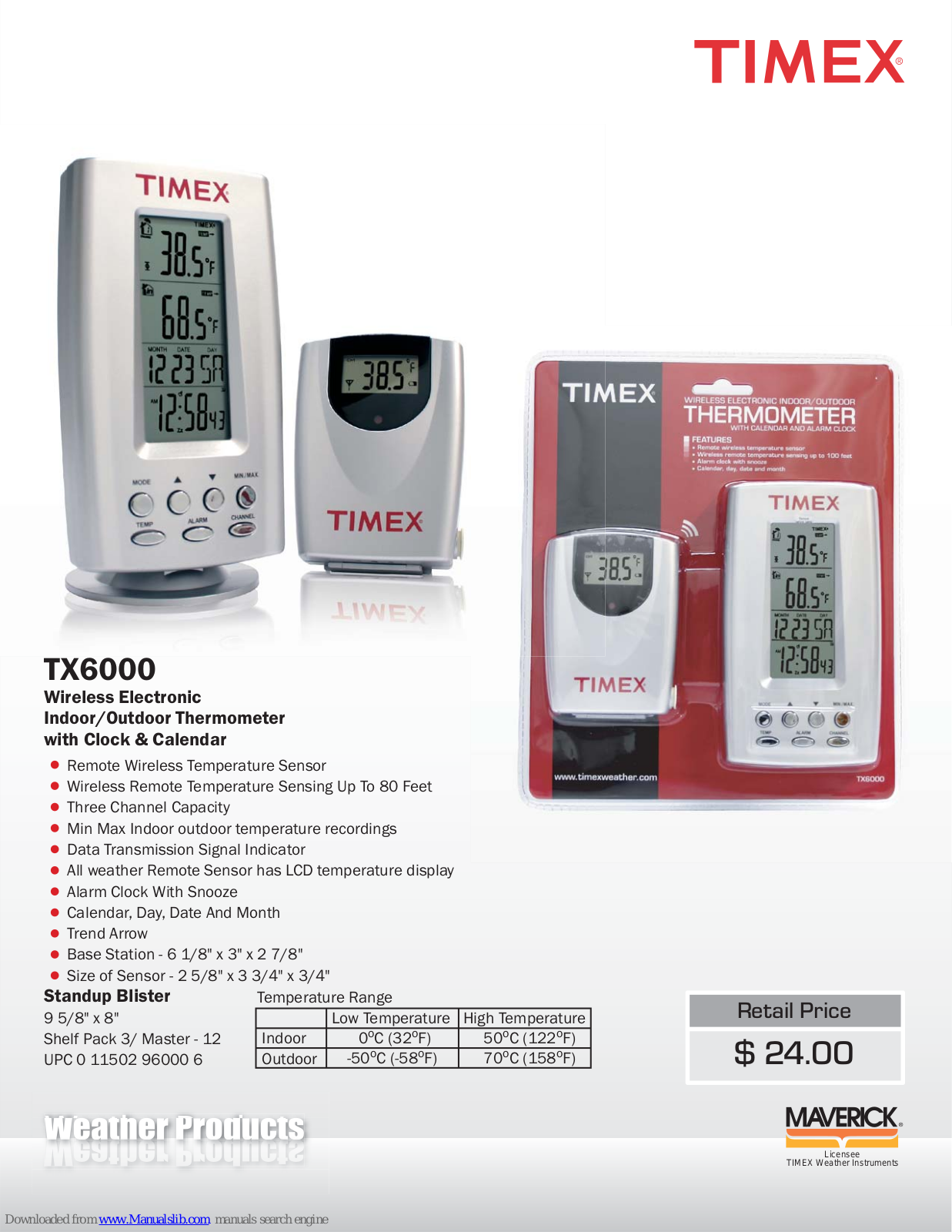 Timex TX6000 Specifications - ManualMachine.com