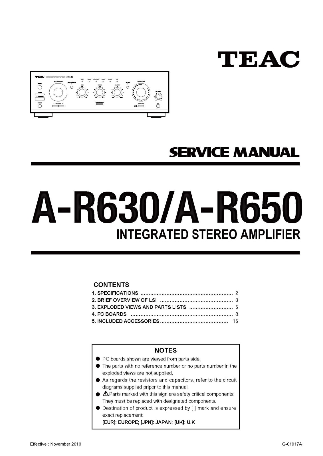 Teac AR-650, AR-630 Service Manual