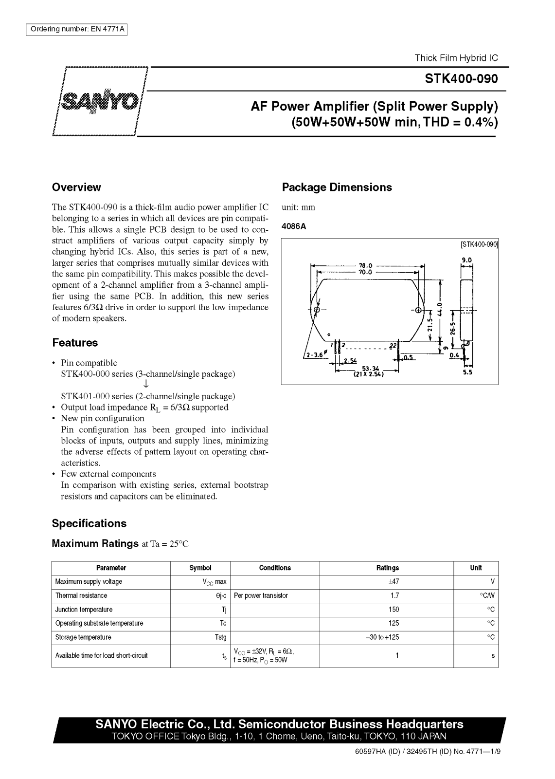 SANYO STK400-090 Datasheet