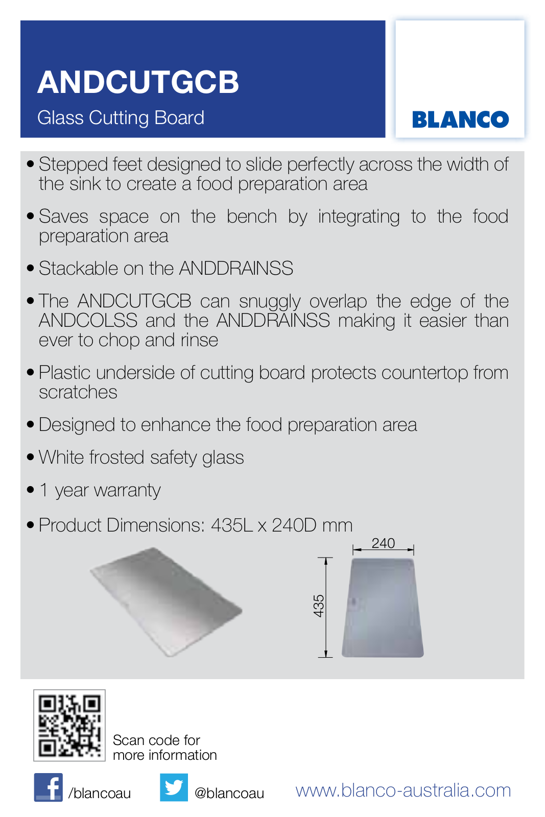 Blanco ANDCUTGCB Datasheet