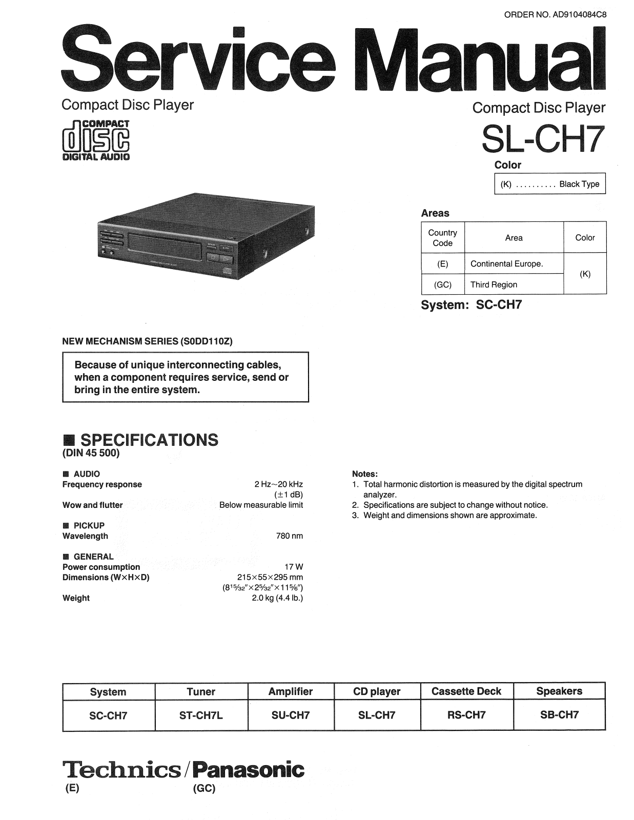 Technics SLCH-7 Service manual