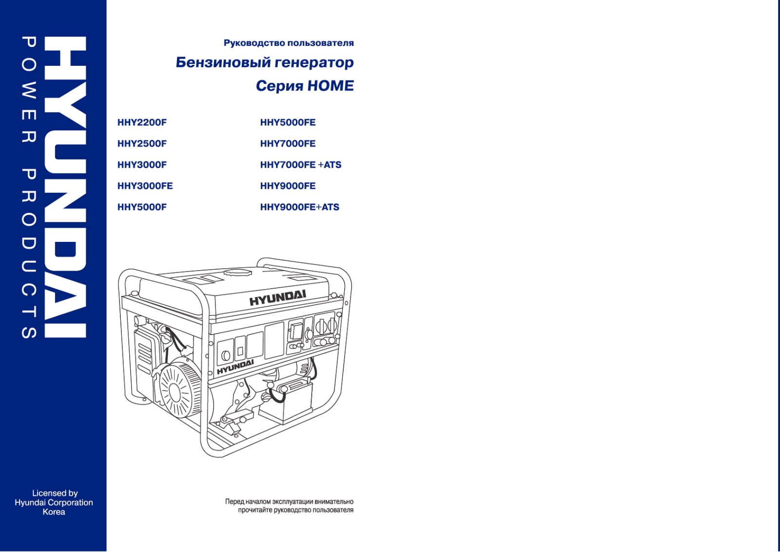 Hyundai HHY7000F, HHY3000F, HHY5000F, HHY7000FE, HHY2500F User Manual