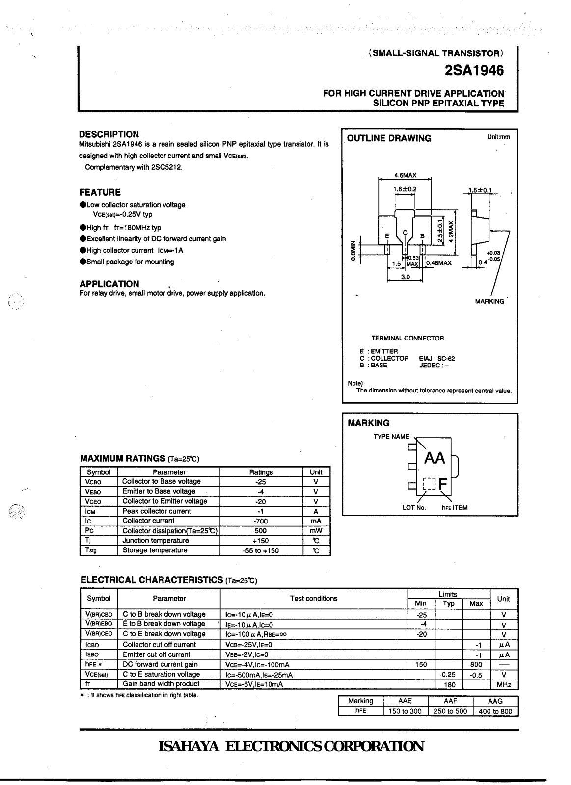 Datasheet 2sa1946 Datasheet - ManualMachine.com