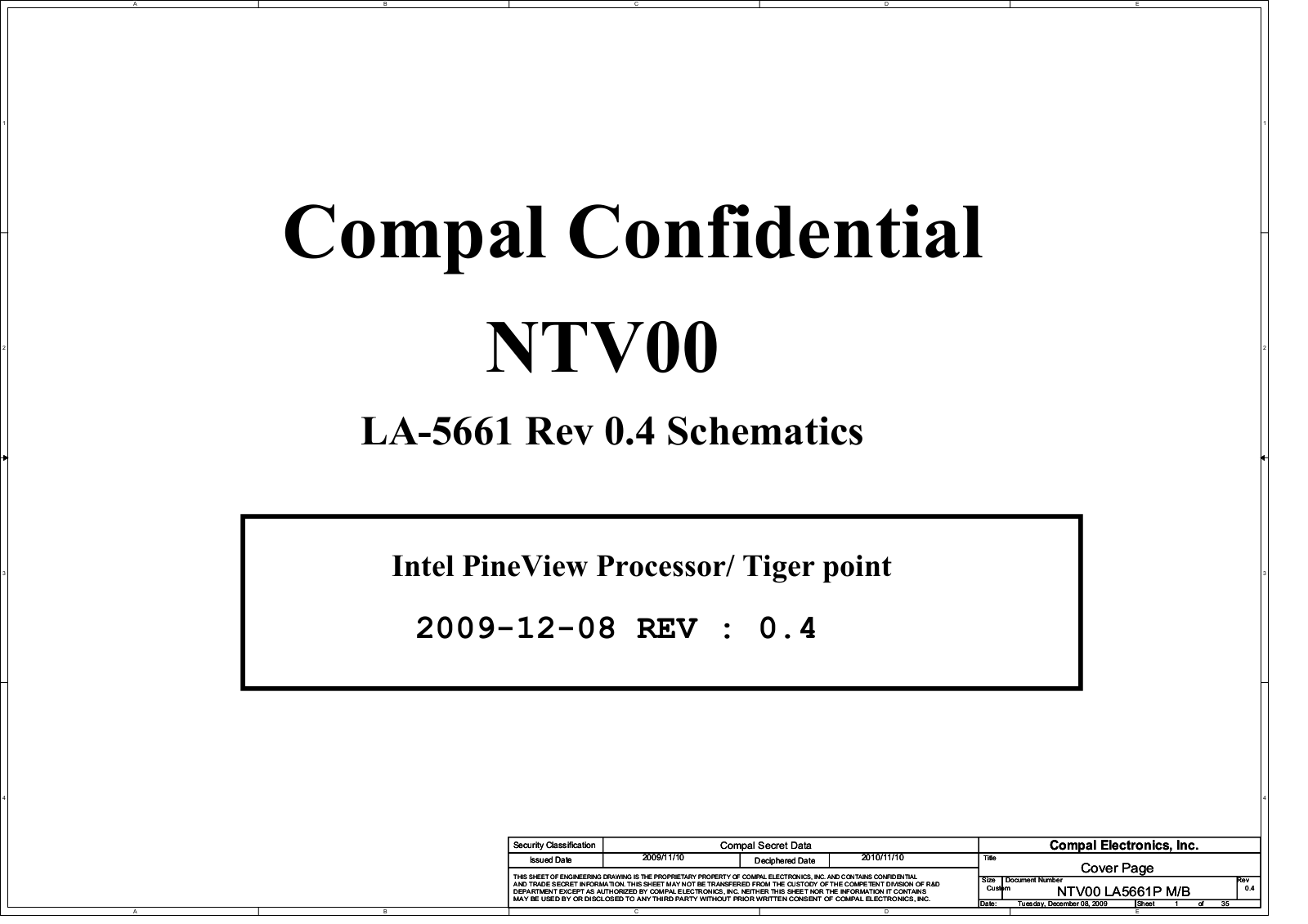 Compal LA-5661P NTV00, Lite U105, Lite U107 Schematic