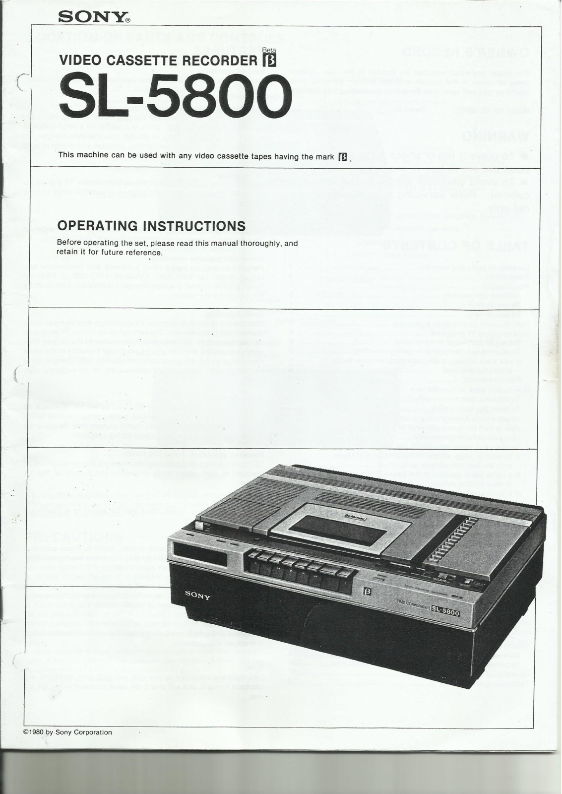 sony sl-5800 User Manual