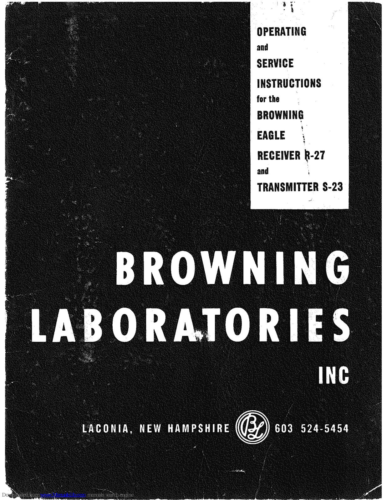 Browning Eagle R-27, Eagle S-23 Instructions Manual