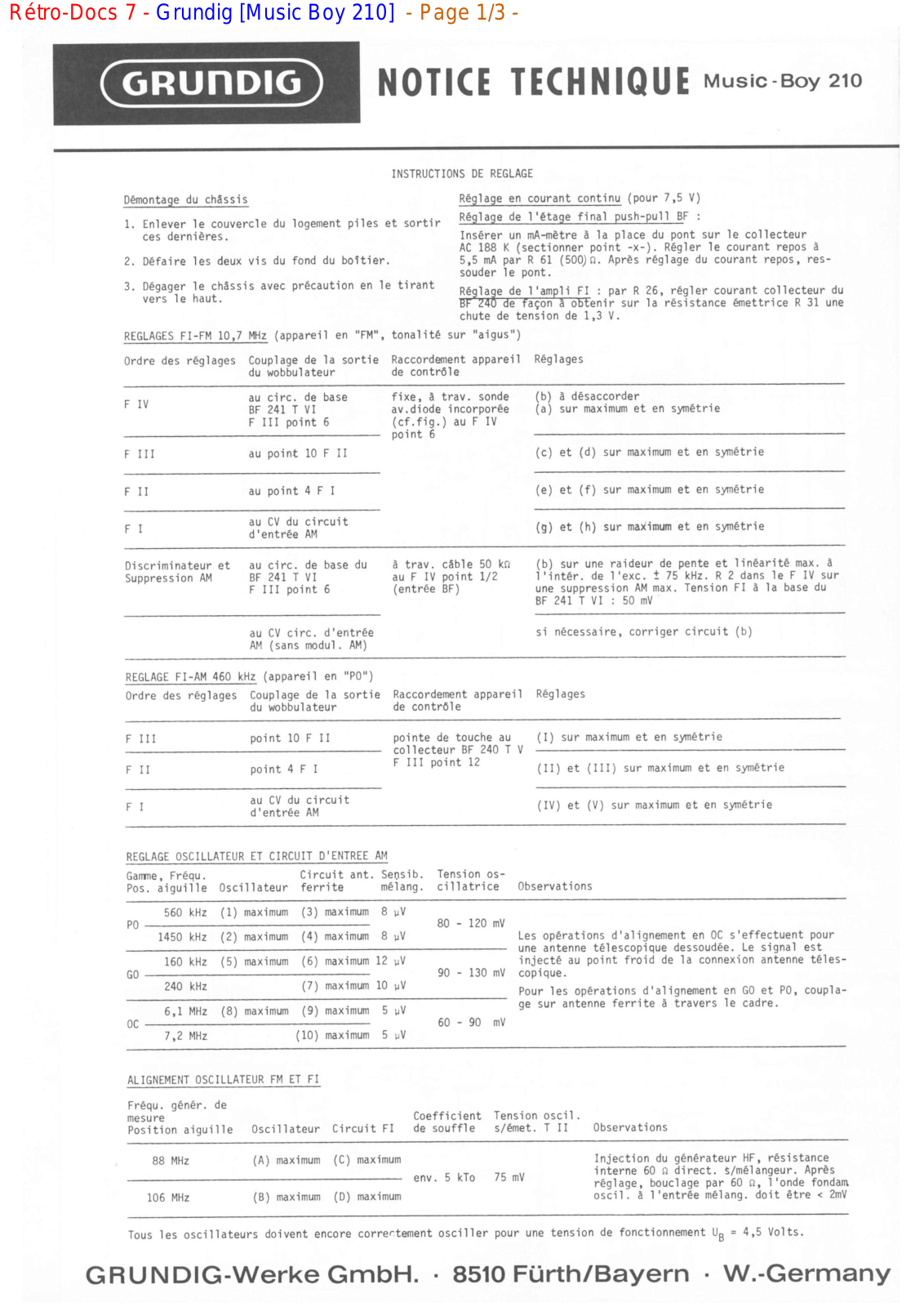 Grundig Music-Boy-210 Service Manual