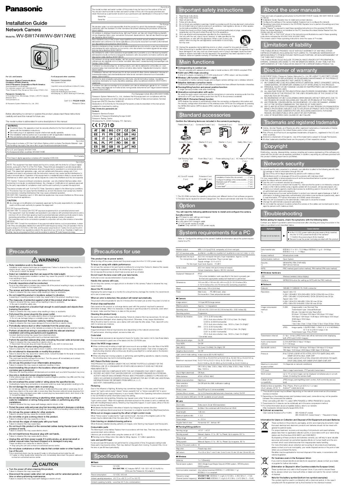 Panasonic of North America 96NWV SW174W User Manual