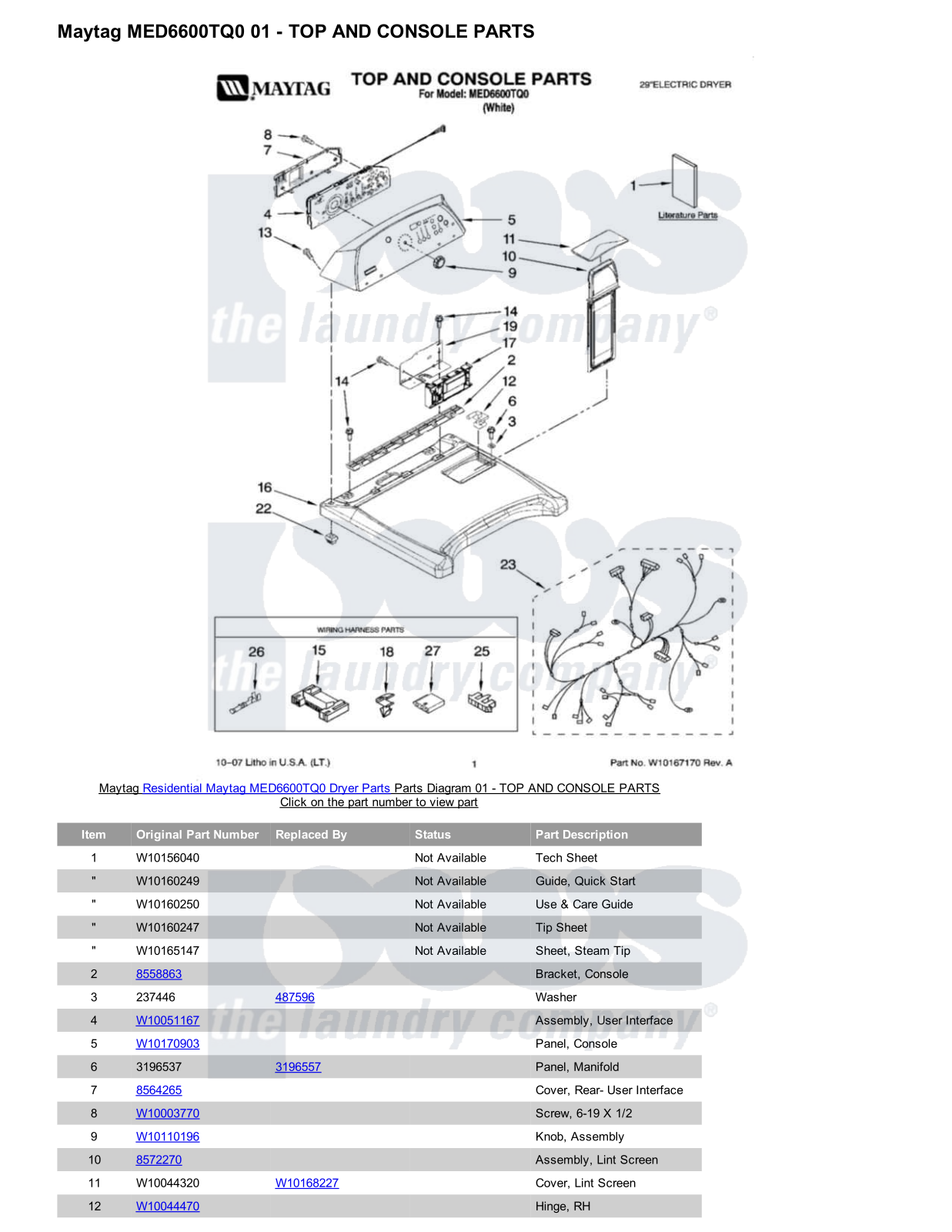 Maytag MED6600TQ0 Parts Diagram