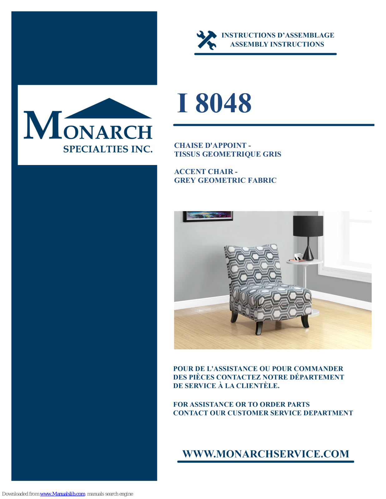 Monarch Specialties I 8048 Assembly Instructions Manual