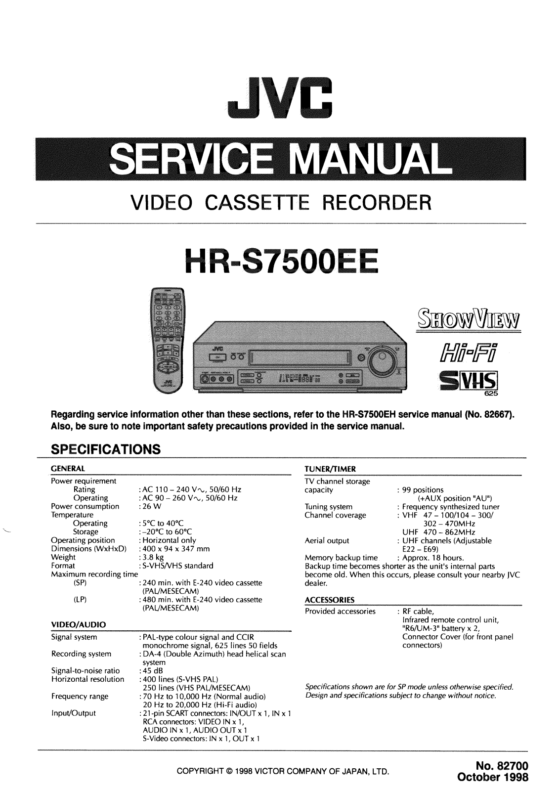 JVC HR-S7500EE Service Manual