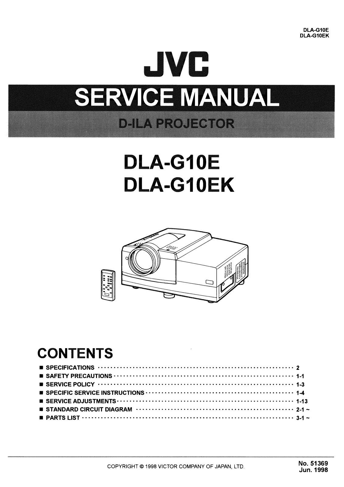 JVC DLA-G10E, DLA-10EK Service Manual