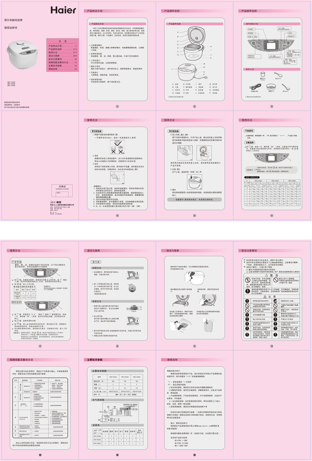 Haier HRC-FS302, HRC-FS402, HRC-FS502 User Manual