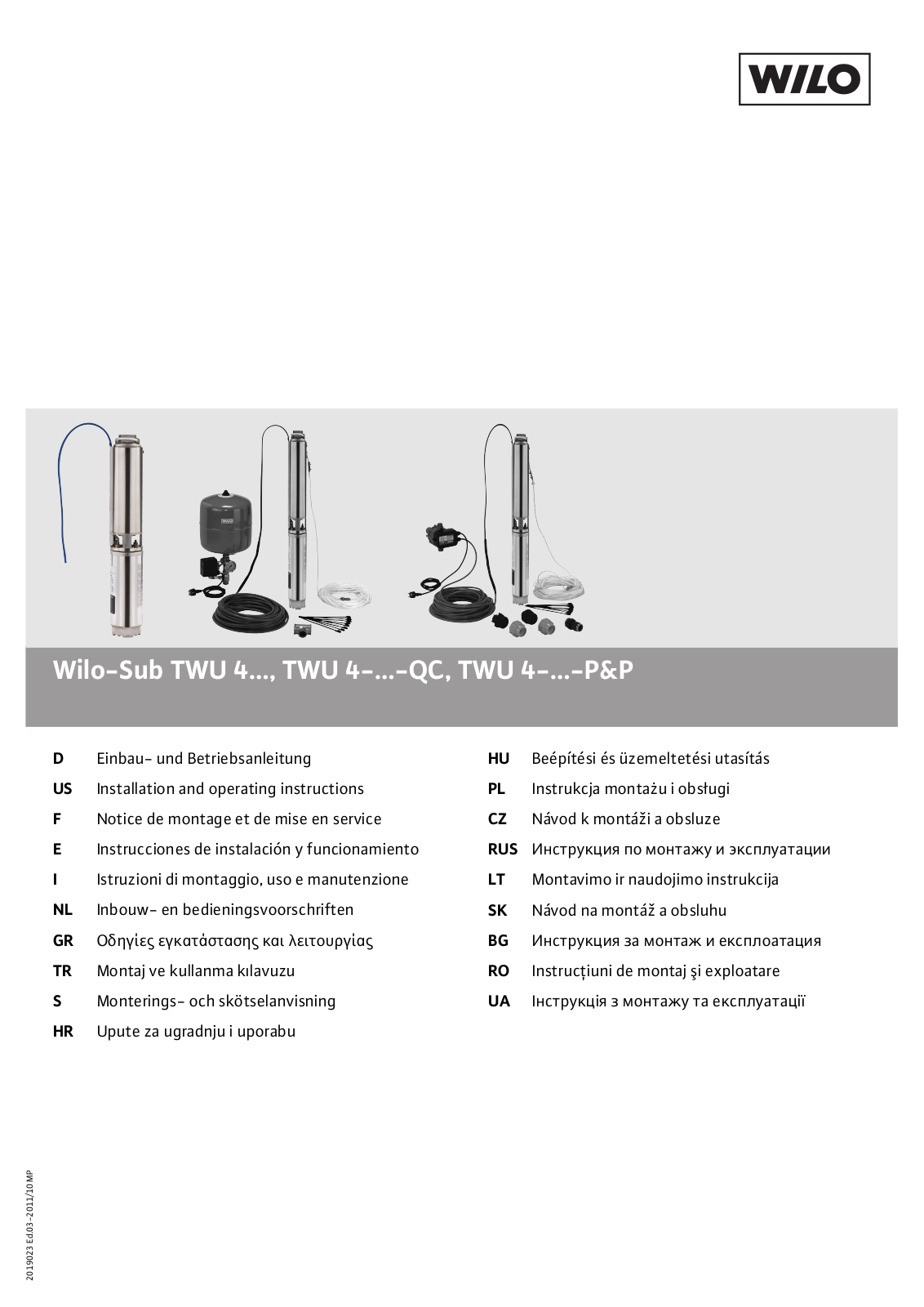 WILO TWU 4 User Manual