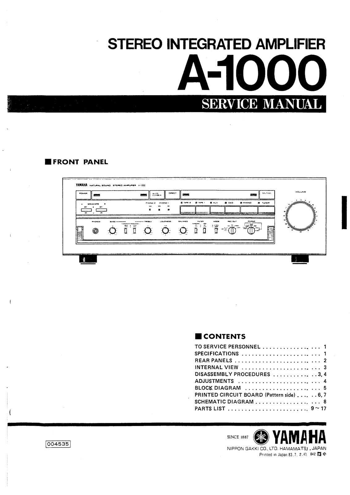 Yamaha A-1000 Service manual