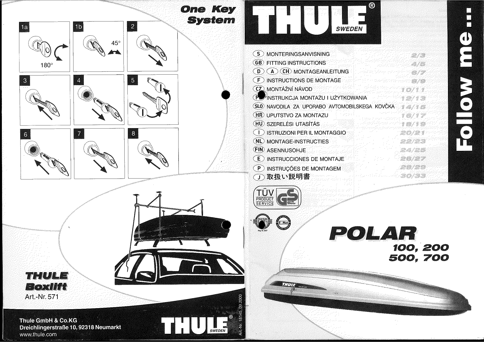 Thule Polar 100, Polar 700, Polar 200, Polar 500 User Manual