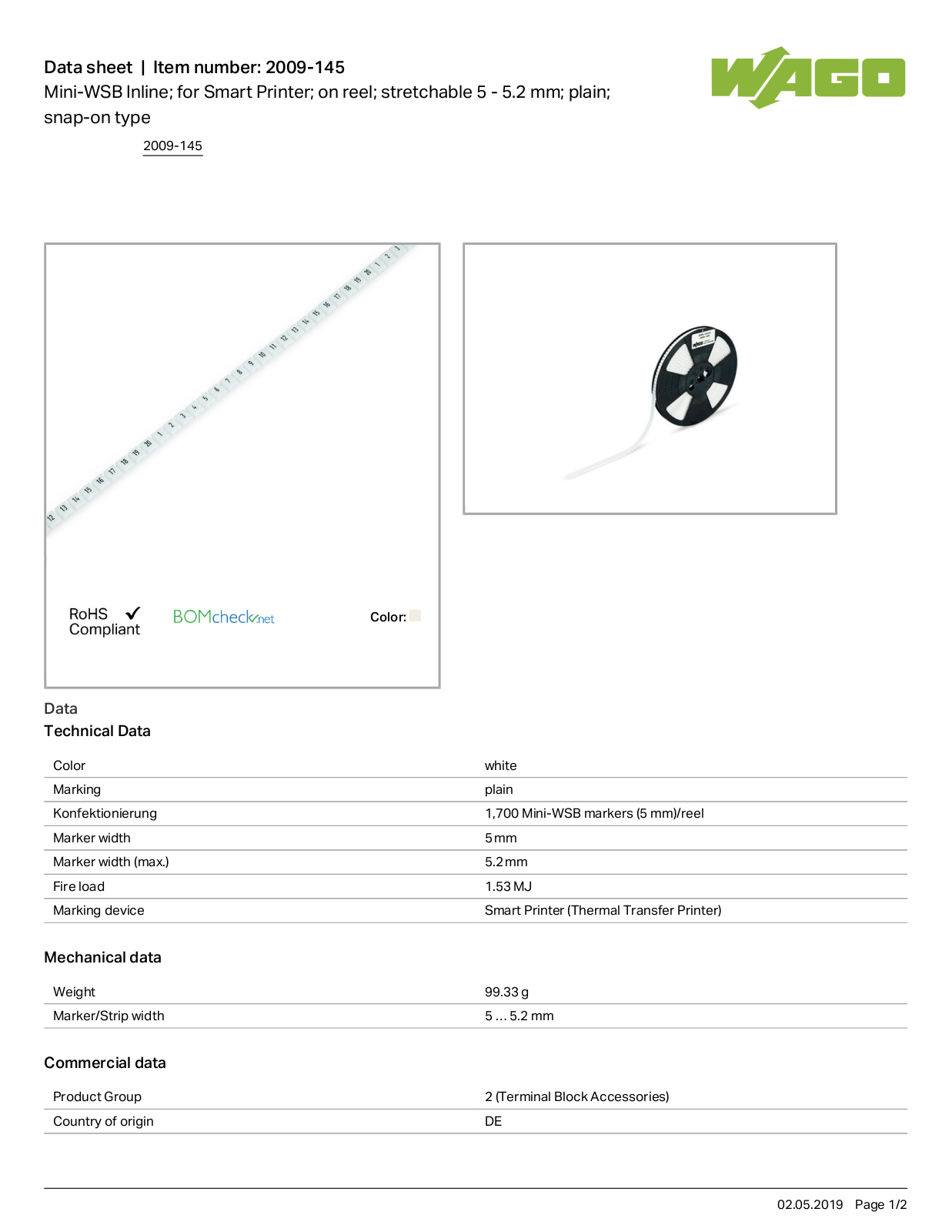 Wago 2009-145 Data Sheet