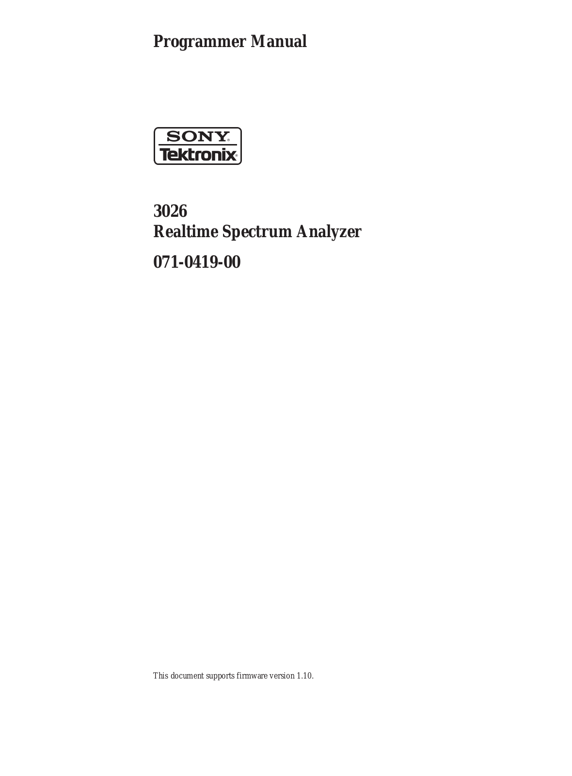 Sony 3026 Programmer's Manual